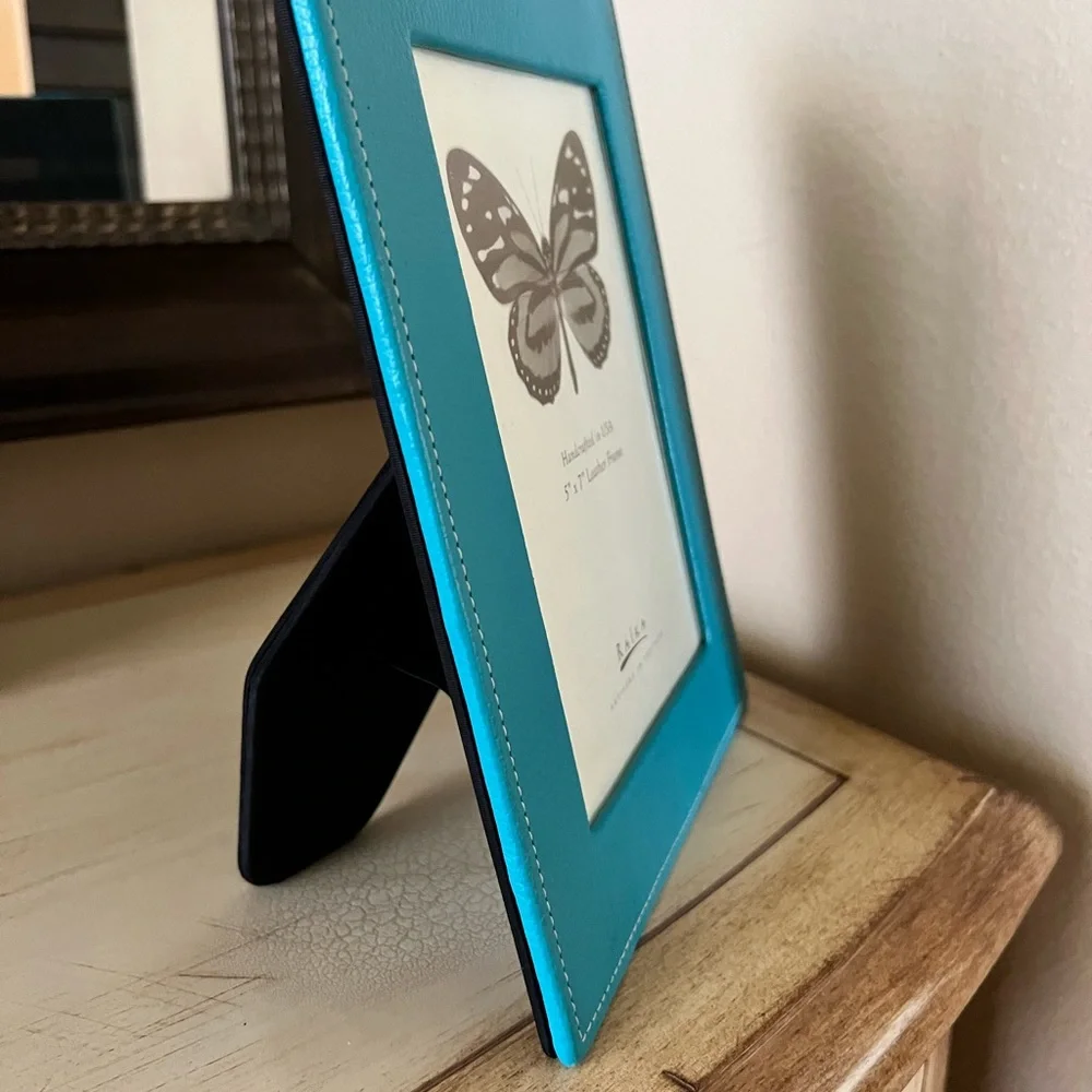 NWT Raika Handcrafted Leather Picture Frame Turquoise 5